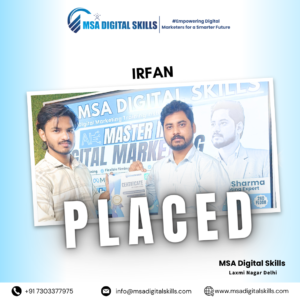 MSA Digital Skills guarantees 100% job placement, and Irfan is a prime example of this achievement. After completing his digital marketing course, Irfan secured an excellent job in the industry. He credits the institute’s hands-on training, expert guidance, and dedicated placement support for his career success.