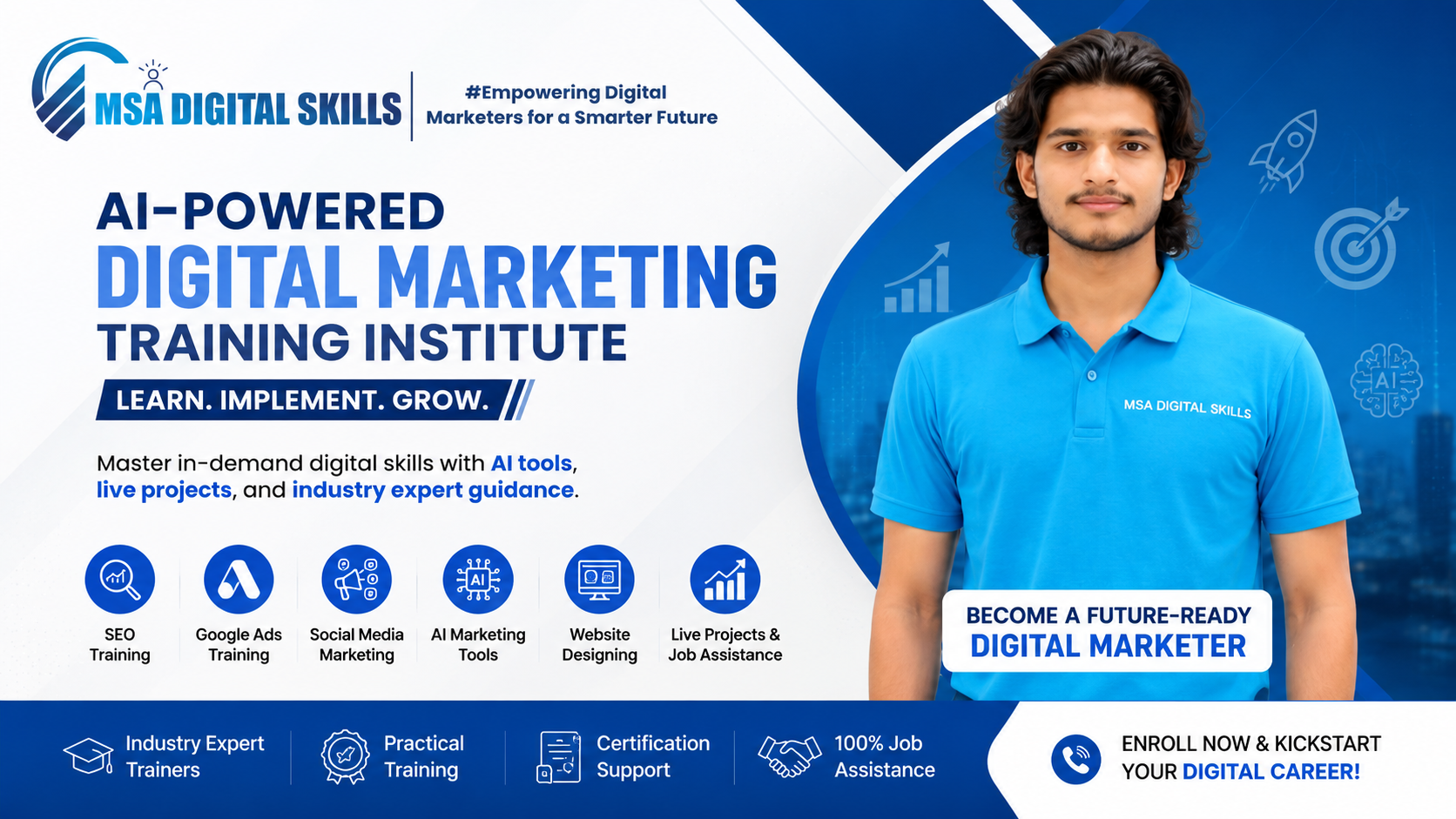 MSA Digital Skills is committed to delivering quality education through practical implementation rather than just theoretical concepts. We believe that students learn best when they work on real projects and marketing campaigns.