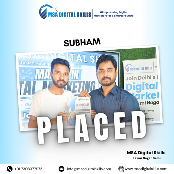 MSA Digital Skills is committed to 100% job placement for its students. Subham, a recent graduate, praises the institute for its comprehensive training and dedicated placement support. The hands-on learning approach and expert guidance helped him secure a rewarding job in digital marketing, fulfilling his career aspirations.